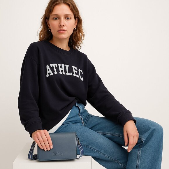 Leather Blue Crossbody Shoulder Bag – Sling Messenger Bag for Work, Daily Use - Picture 2 of 10